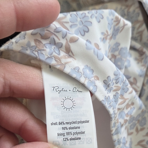 Rylee + Cru Blue and White Floral 2pc Bikini Girls Size 16 - Picture 5 of 5